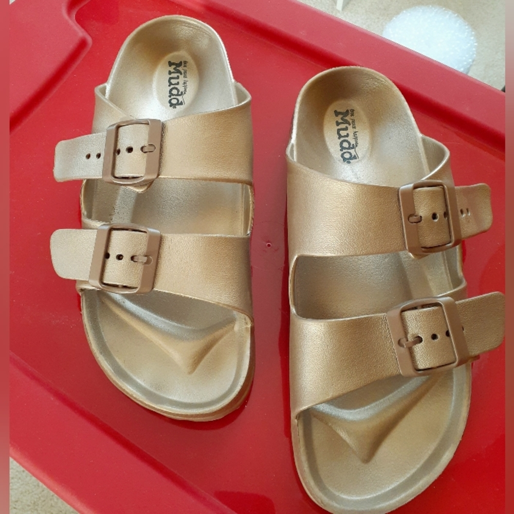 Goldtone Mudd Slides Size 7/8